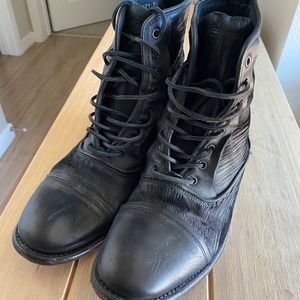 John Varvatos Mens Leather Combat Boots Sz 8.5